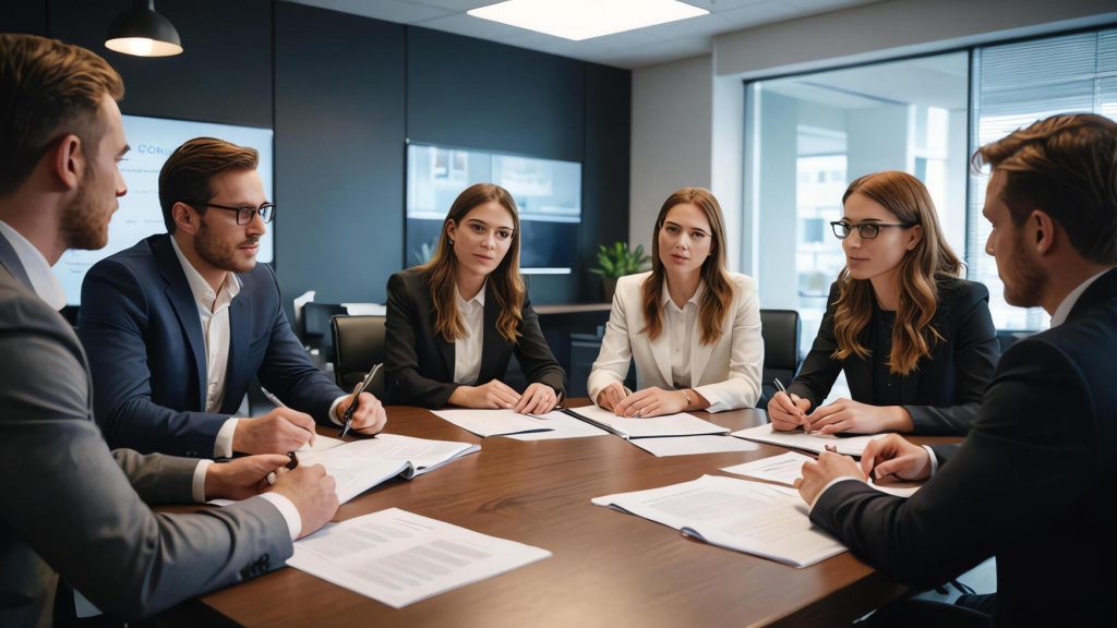 business people conference table